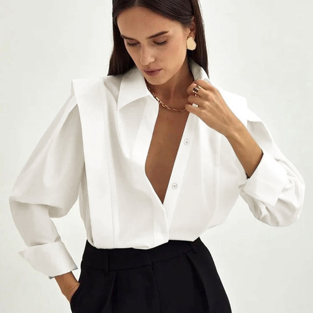 Commense White Button-Down Shirt with Wide Cuffs